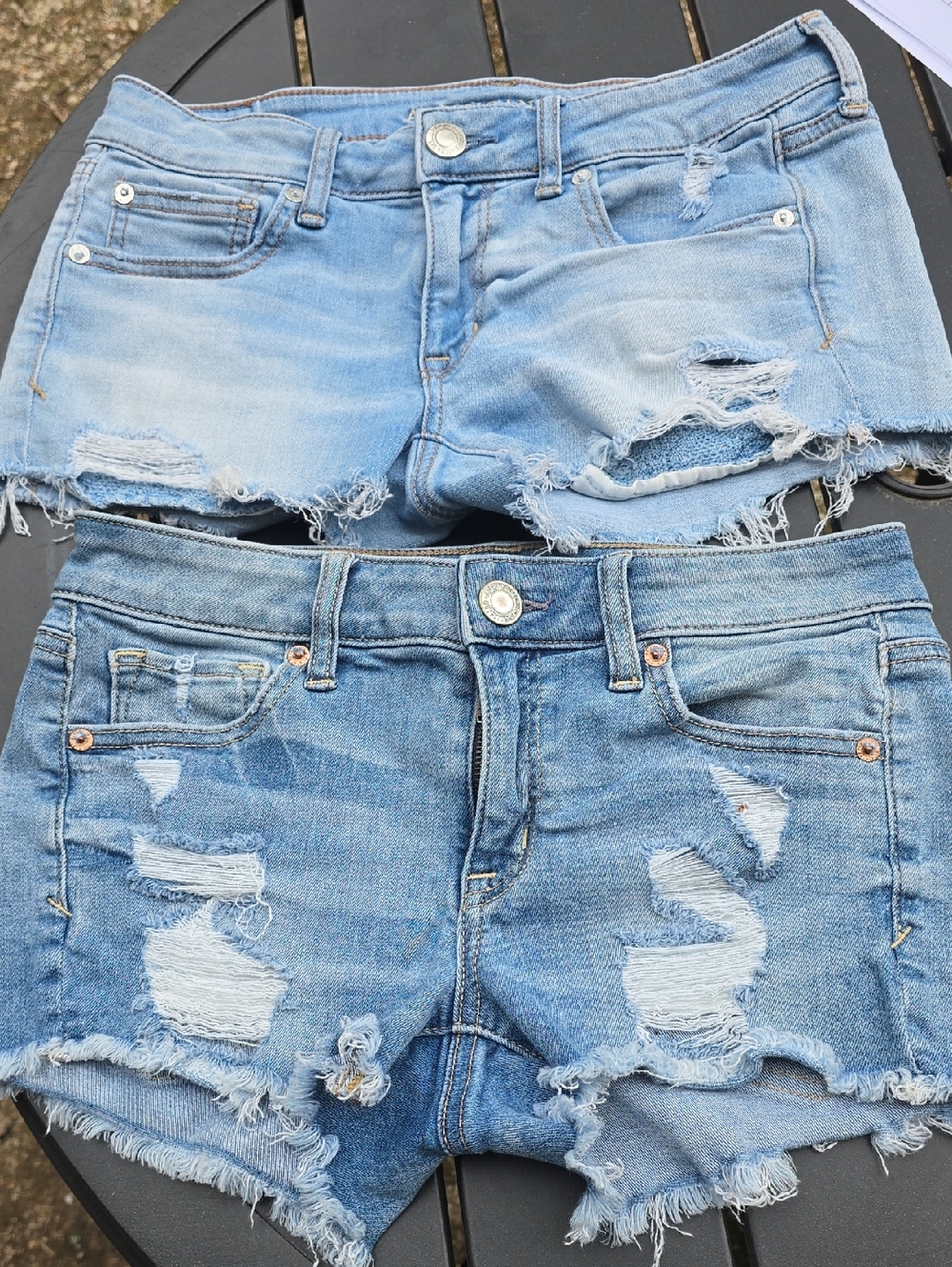 American Eagle Outfitters Light Blue Distressed Denim Shorts Two Pairs Sz 4